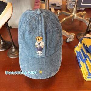 NWT Polo Ralph Lauren Unisex Bear Logo Twill Baseball Cap Hat blue